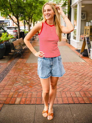 Red & white stripe tank top