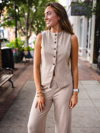 Taupe button down vest