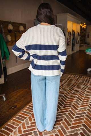Cream & navy stripe sweater