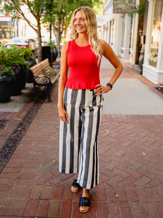 Sleeveless Ribbed Peplum Soft Knit Sweater Top