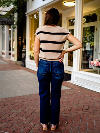 Stripe front seam sweater