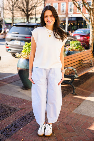 Lt blue stripe barrel pants