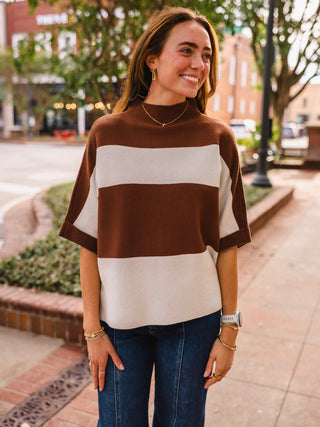 Bold stripe drop shoulder top