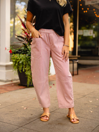 Red & white stripe barrel pants