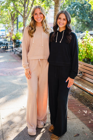 Brushed wide leg pants