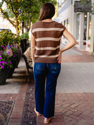 Stripe front seam sweater