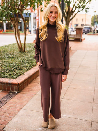 Espresso mock neck pullover