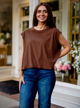 Cotton jersey sleeveless top