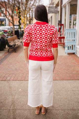 Red checkered heart sweater