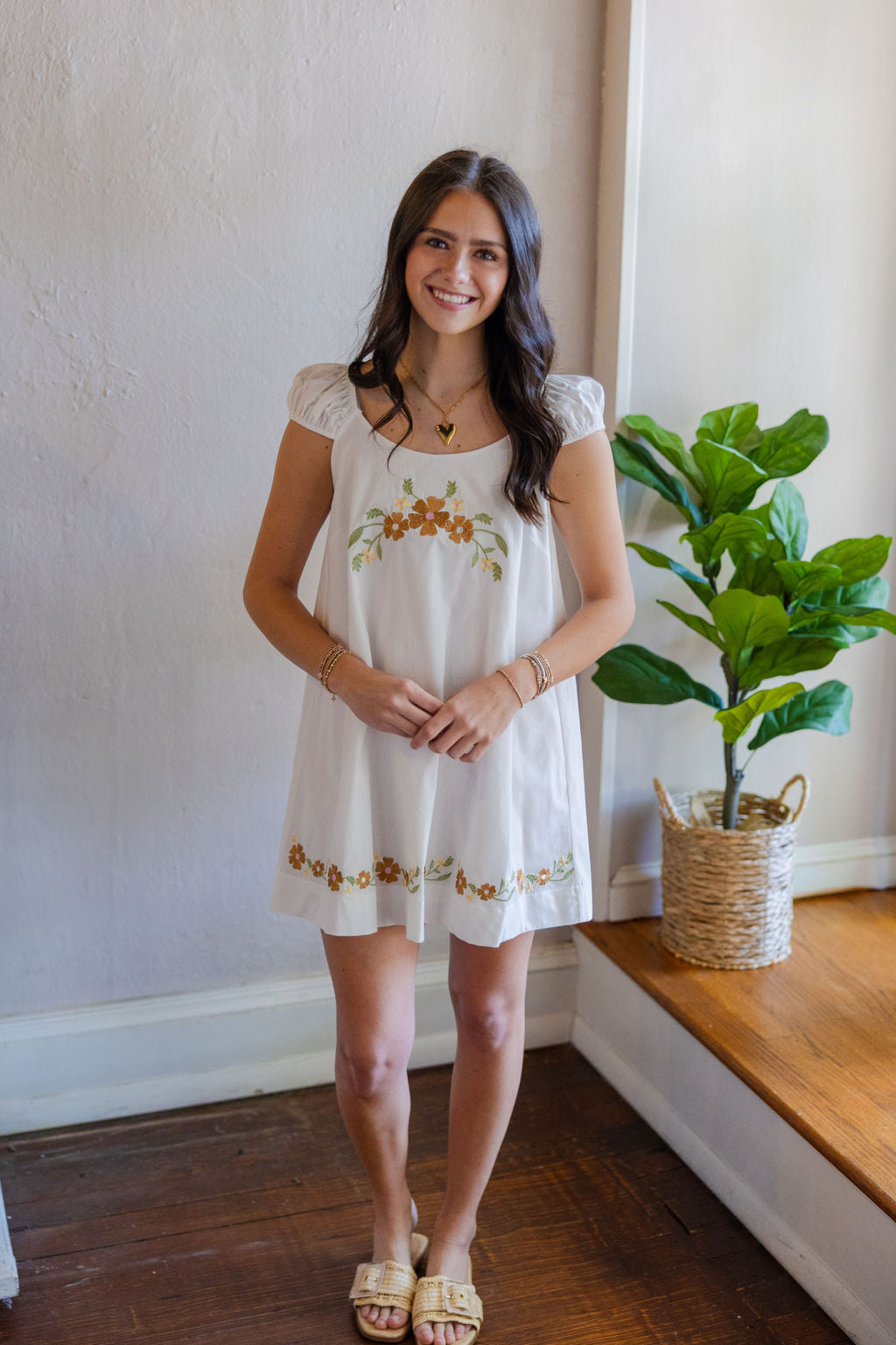 Floral embroidery cap sleeve dress – ImageBoutique