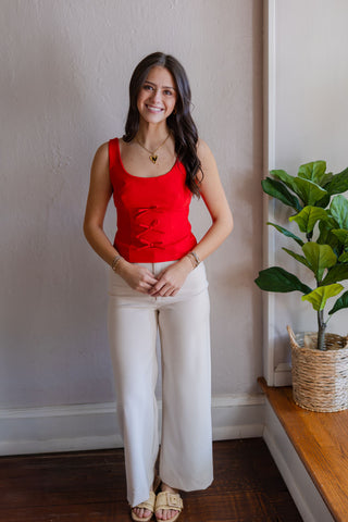 Red triple bow top