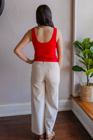 Red triple bow top