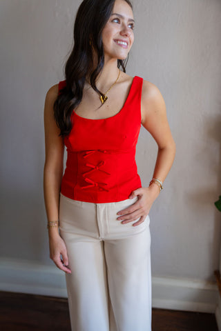 Red triple bow top