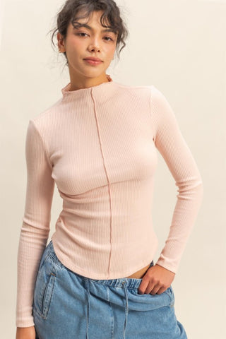 Dusty pink LS ribbed top