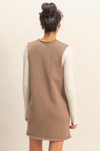 Mocha sleeveless sweater dress