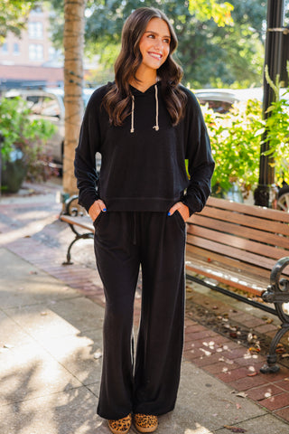 Brushed wide leg pants