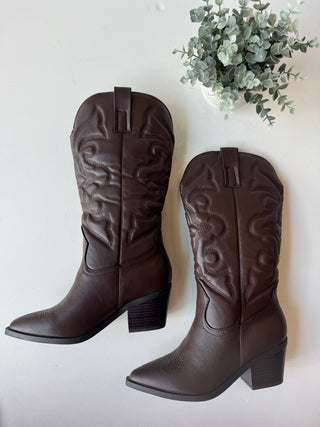 Brown western cowboy boots