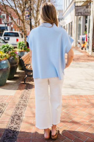 Sky blue drop shoulder sweater