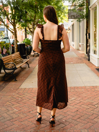 Chocolate polka dot maxi dress