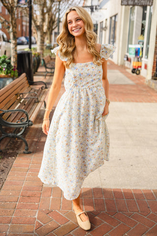 Woman in a summer floral dress 