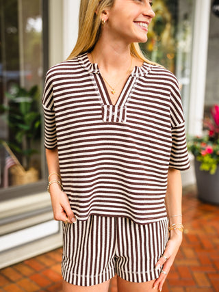 Brown striped shorts