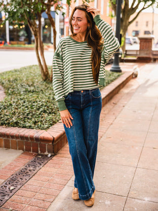 Striped LS open back top