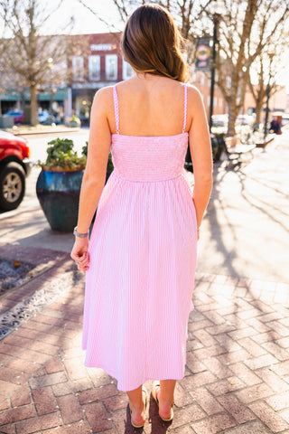 Striped spaghetti strap dress
