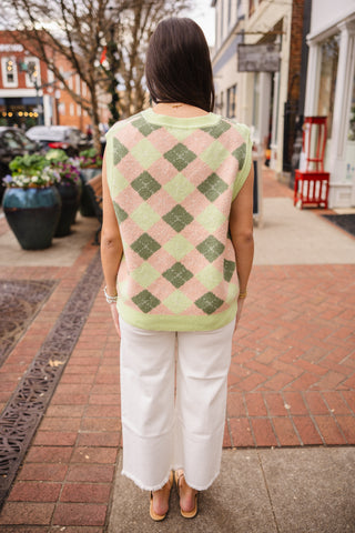 Lime argyle sweater vest