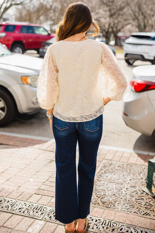 Lace tie front blouse