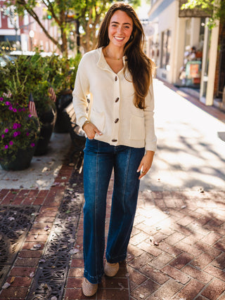 Ivory toggle button cardigan