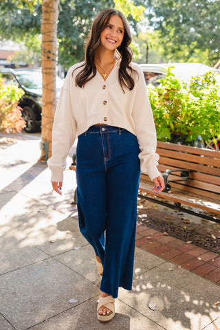 French terry cropped cardigan