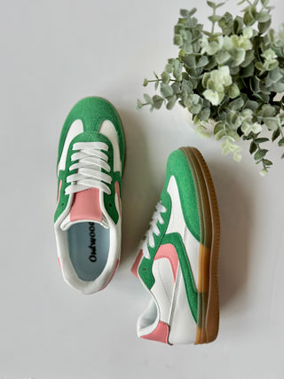 Green & pink combo sneakers