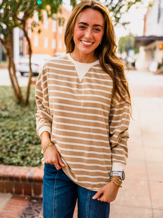 Oversized LS striped pullover