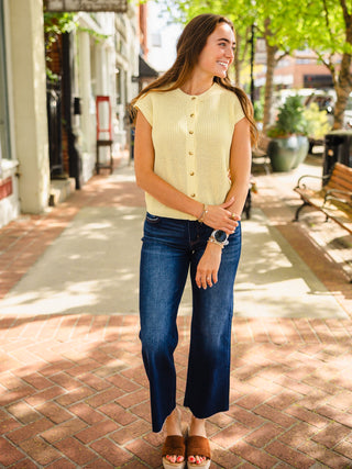 Cap sleeve button down cardigan
