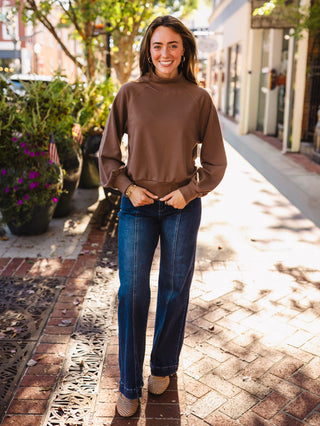 Cocoa mock neck pullover