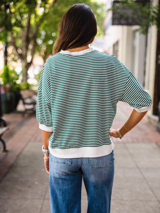 Hunter green striped pullover