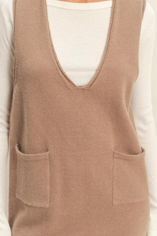 Mocha sleeveless sweater dress