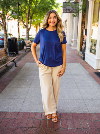 Linen blend wide leg pants