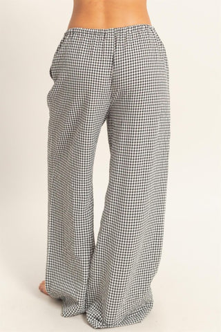 Black gingham wide leg pants