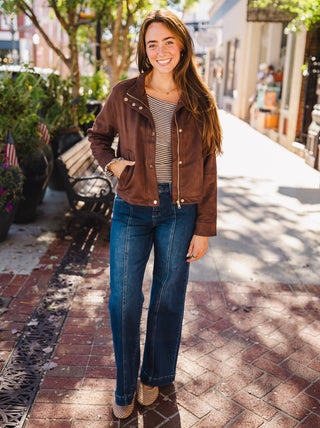 Chestnut faux suede jacket