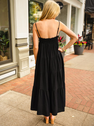 Smocked tiered maxi dress
