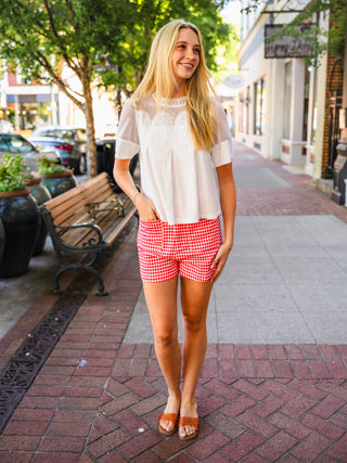 Entro Red Check Shorts