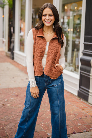 Zip front quilted vest