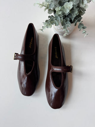 Mary jane ballet flat in brown glaze