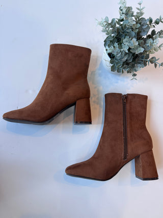 Rust square toe bootie