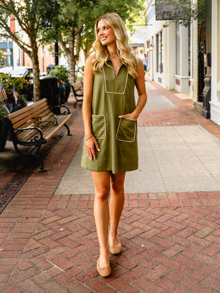 Entro Sleeveless piping detail dress