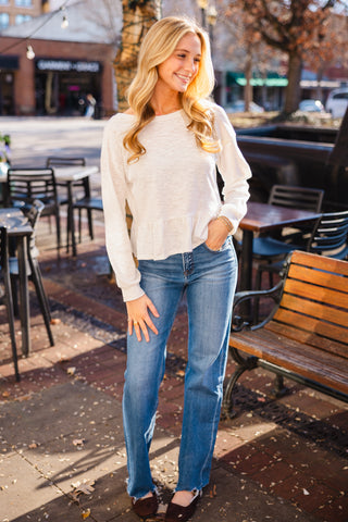 Off white LS peplum top