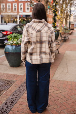 Plaid button-down Ls top