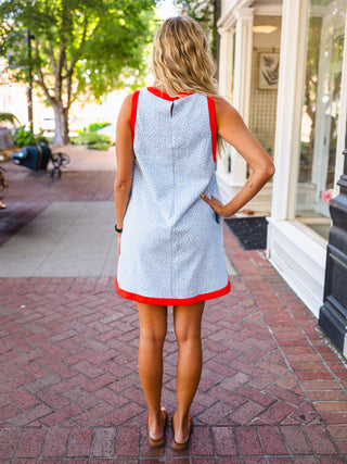 Entro Blue print sleeveless dress