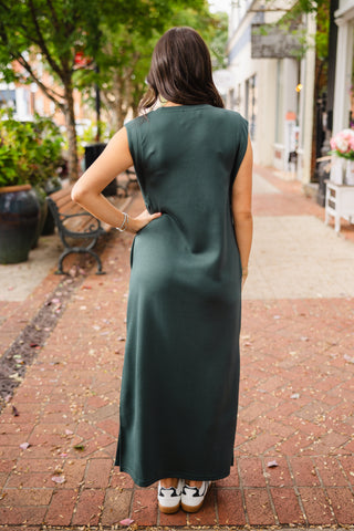 Forest cap sleeve midi dress